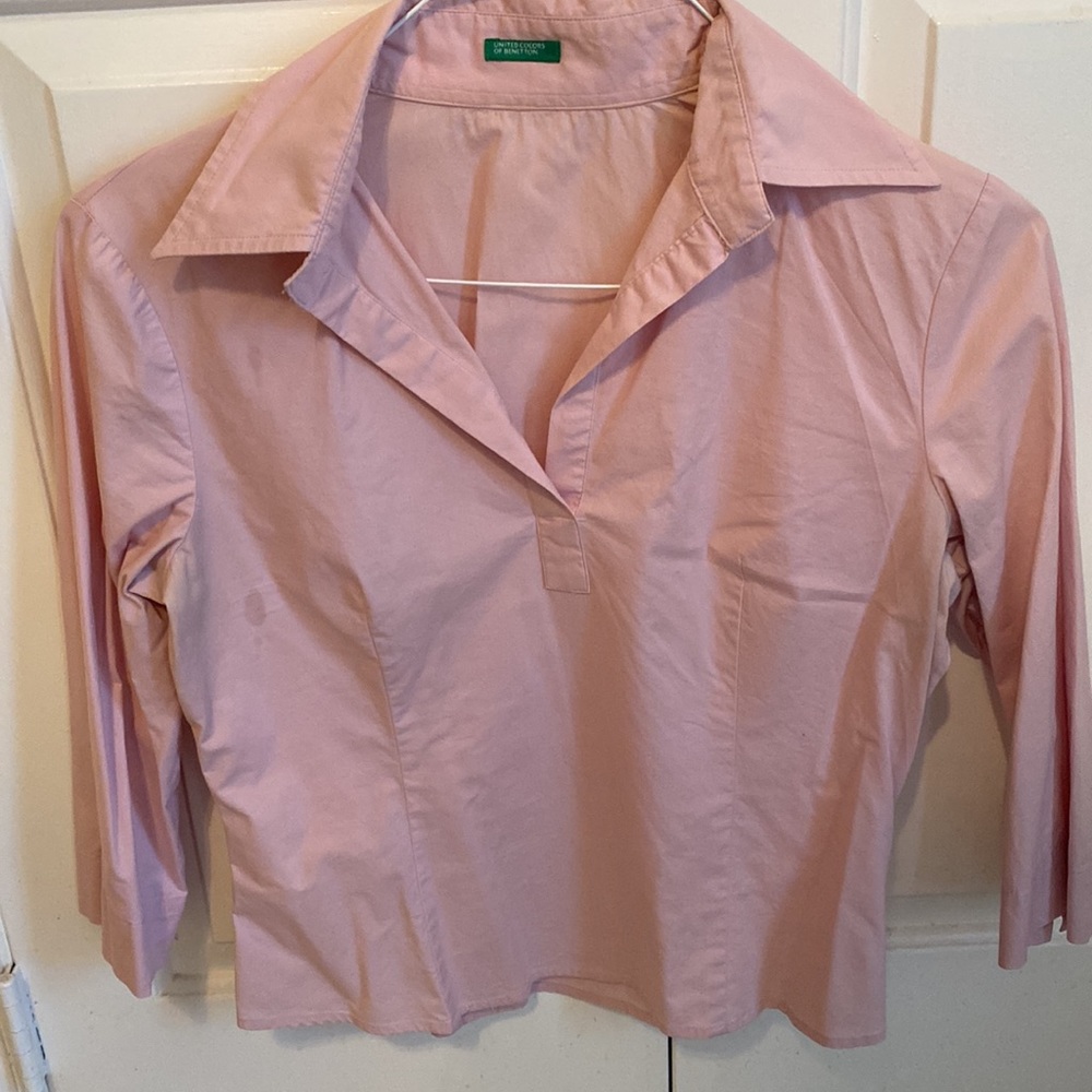 Benetton Pink Open Collared  Blouse